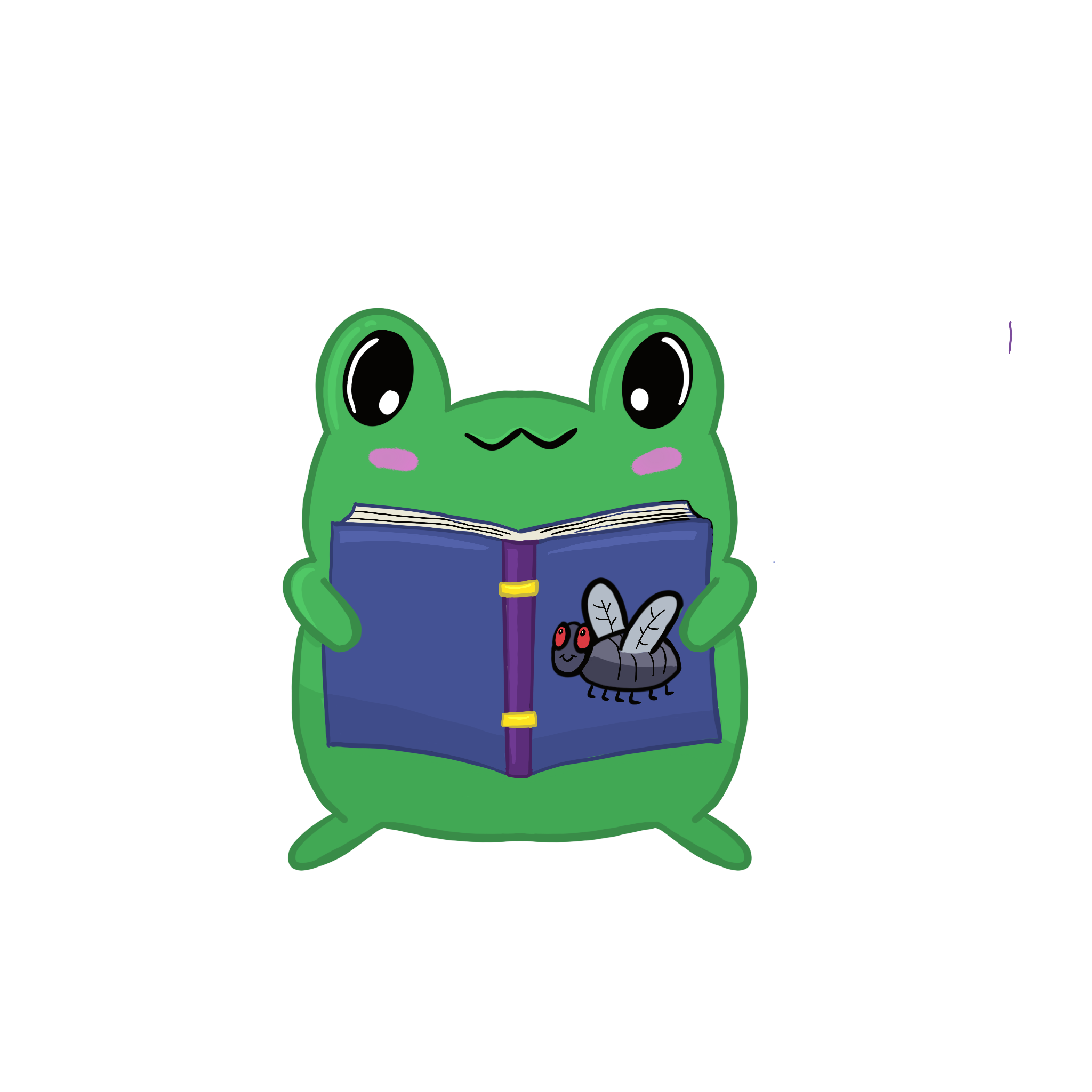 Book Worm Frog Sticker