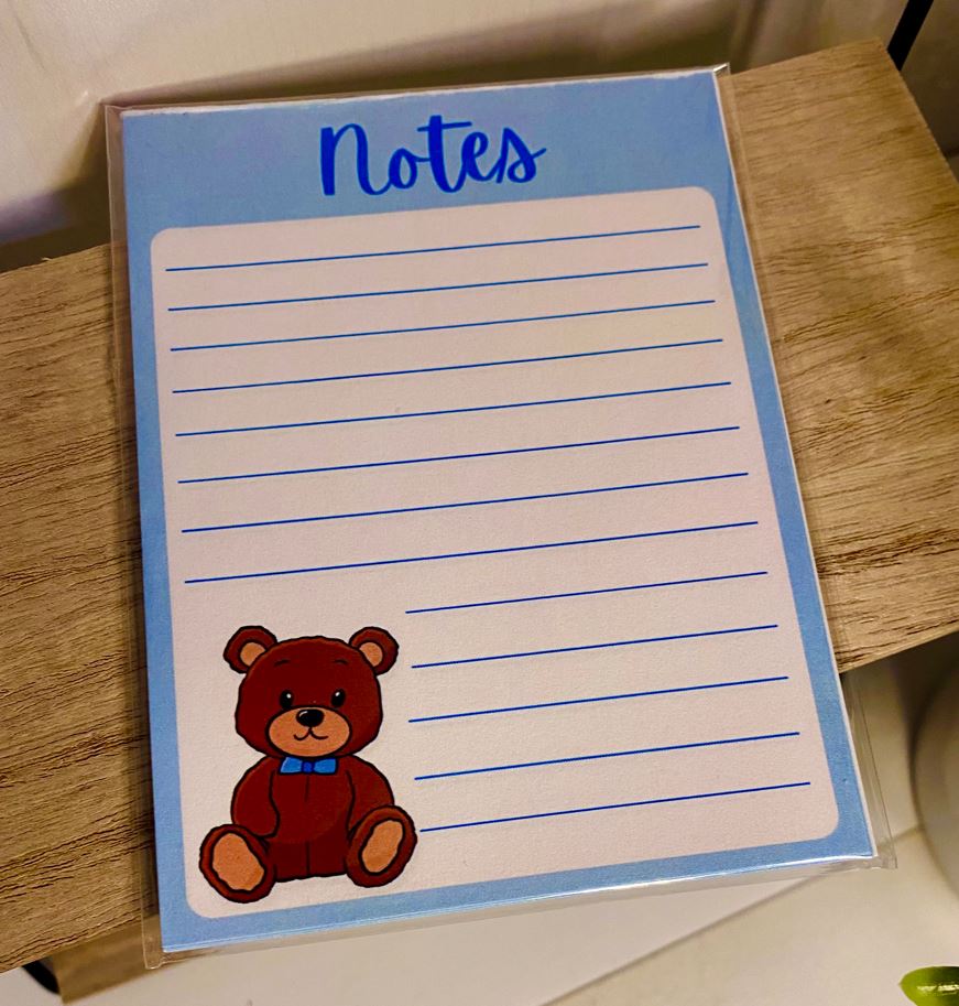 Medium Cozy Bear Notepad 25 pages